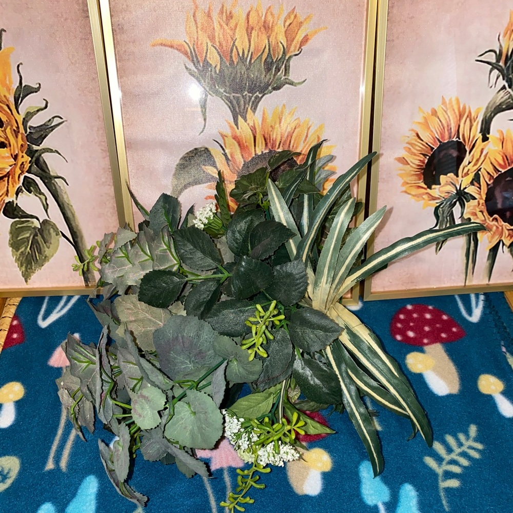 Nearly natural silk plant mix.